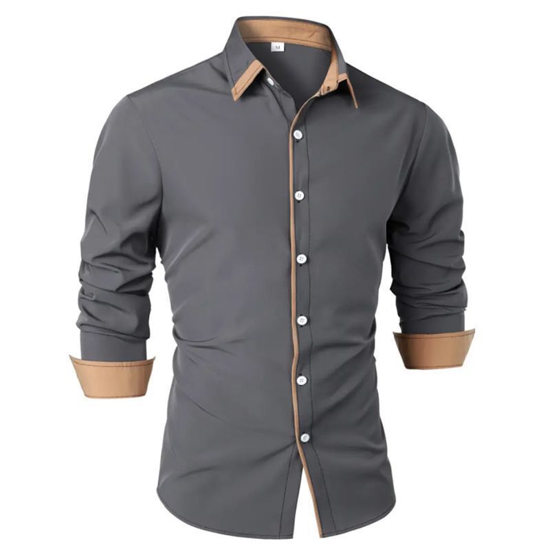 Men's Long-Sleeved Shirts, Cross-Border Slim-Fitting, Fashionable and Versatile Solid Color Shirts, New Spring and Autumn Casual Shirts for Young and Middle-Aged Men Men's Long-Sleeved Shirts, Cross-Border Slim-Fitting, Fashionable and Versatile Solid Color Shirts, New Spring and Autumn Casual Shirts for Young and Middle-Aged Men