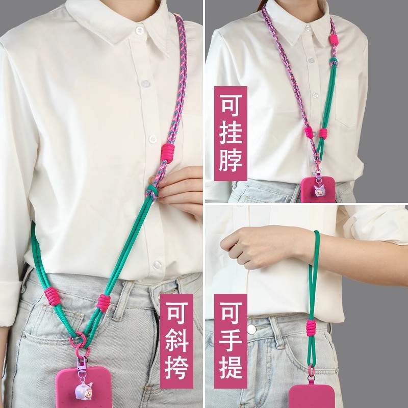 Correa multifuncional ajustable para teléfono móvil, portátil, de nailon, larga, para colgar del cuello, personalizada, tejida, antipérdida