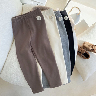 Girls' fleece-lined Leggings Children's Spring and Autumn One-piece Velvet Thickened Baby's Autumn Pants Autumn and Winter Outer Wear Fashionable
