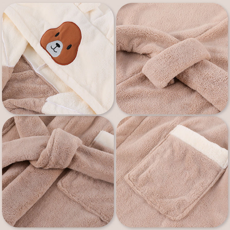 Coral polar Albornoz de los niños capa encapuchada baño del bebé engrosada absorbente bordado usable Toalla de baño del bebé Clase a