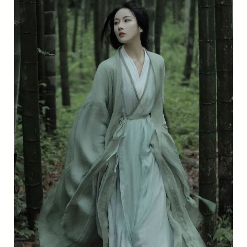 Spring and Summer New Cold Wei Jin Han Clothing Women's Wide Sleeve Fairy Dress Han Clothing Suit Antique Fairy Elegant Chivalrous Ancient Costume