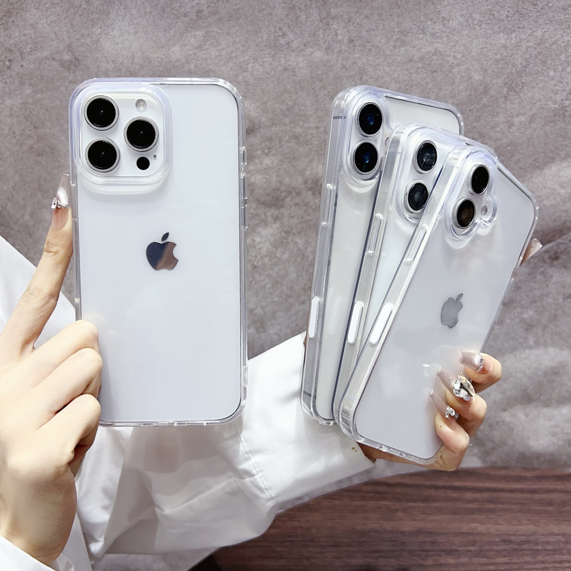 El botón táctil AI es adecuado para la funda del teléfono móvil simple Apple 16promax, funda protectora magnética transparente para iphone, anti-caída
