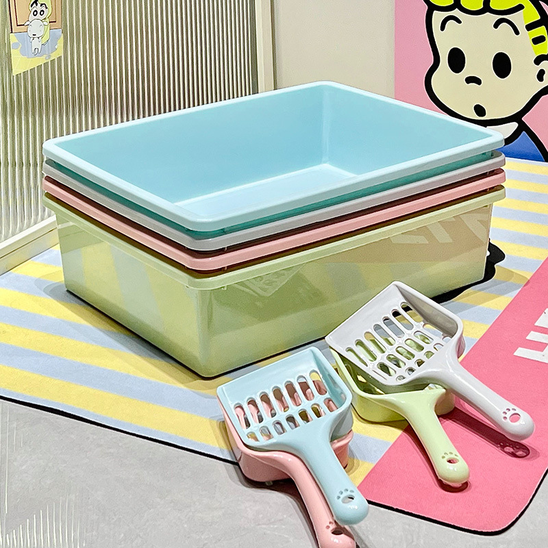 Gato caja de arena grande anti-sacar inodoro semicerrado engrosado para gatos rectángulo caja de arena para gatos limpieza de gatos