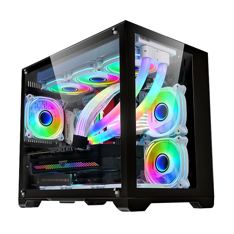 Корпус игрового ПК Seaside Mini/MATX со стеклянной боковой стенкой, водяное охлаждение 360 мм готово, компактный