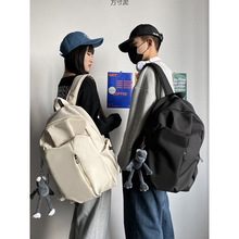 简约大容量色电脑背包大学高中书包森系校园帆布双肩包男女