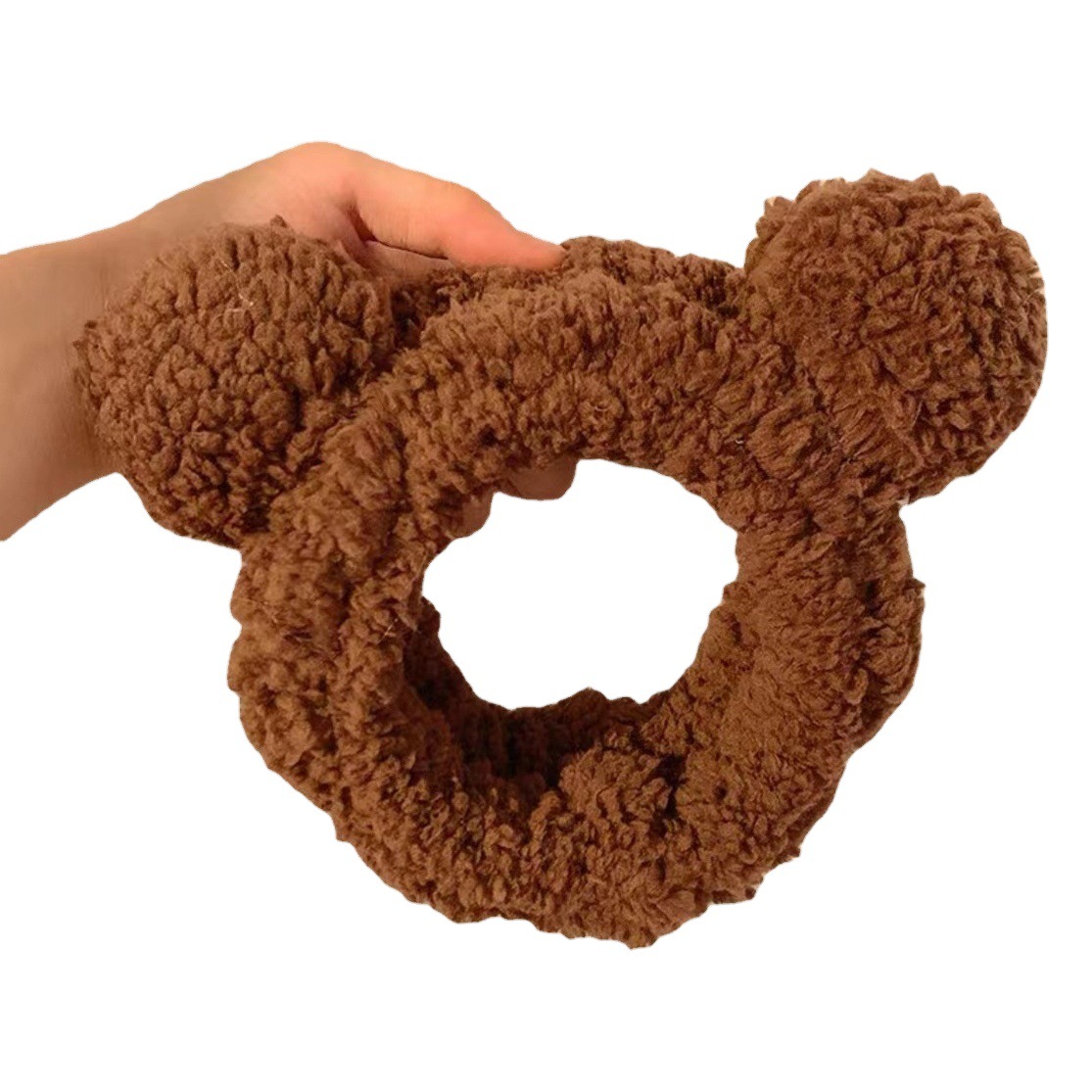 Oso lindo orejas de felpa lavado de cara banda de pelo femenino Otoño e Invierno máscara facial especial Red borde ancho diadema tocado femenino