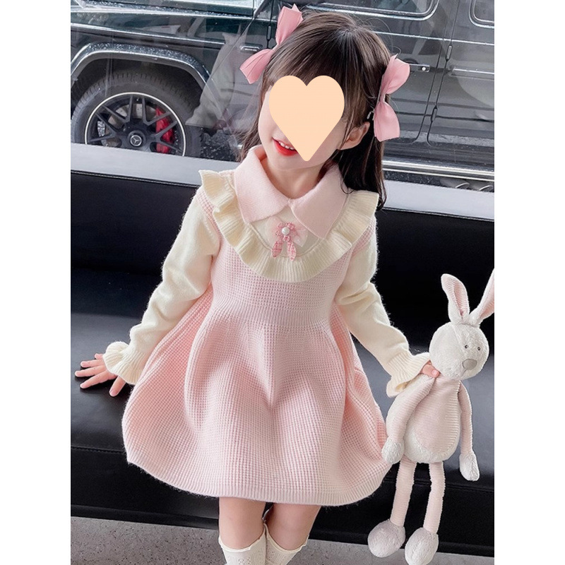 女童針織連衣裙2025新款秋冬韓版時尚洋氣甜美寶寶公主風毛衣裙潮