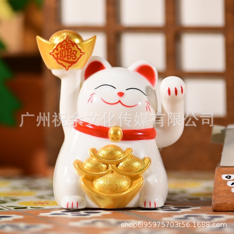 2 pulgadas solar automática seña mini gato de la suerte oficina escritorio decoración del coche decoración artesanía de plástico