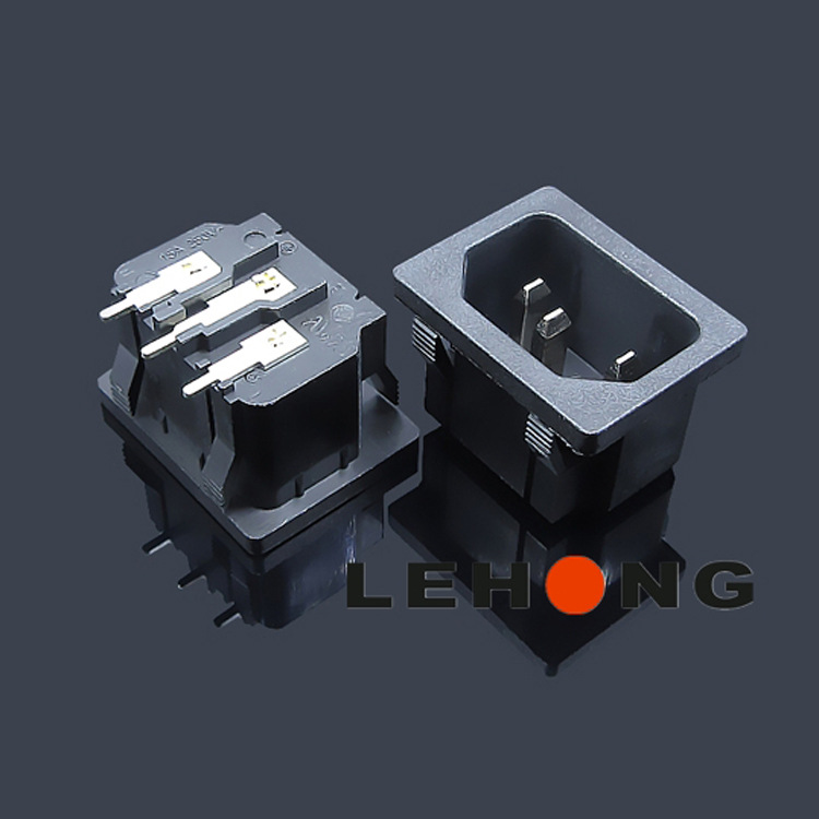 DE-14-2P三芯90°安规AC插座/电源插座/品字插座/AC母座/器具插