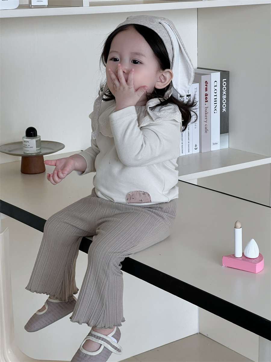 Ropa de otoño infantil coreana ropa infantil camisa de muñeca de niña ropa de caña de dos piezas de bebé de otoño