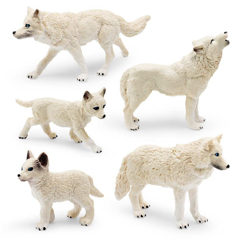 Simulación transfronteriza bosque animal Lobo Blanco modelo Cognición de los niños Lobo Ártico Lobo rugiente bebé escritorio decoración juguete