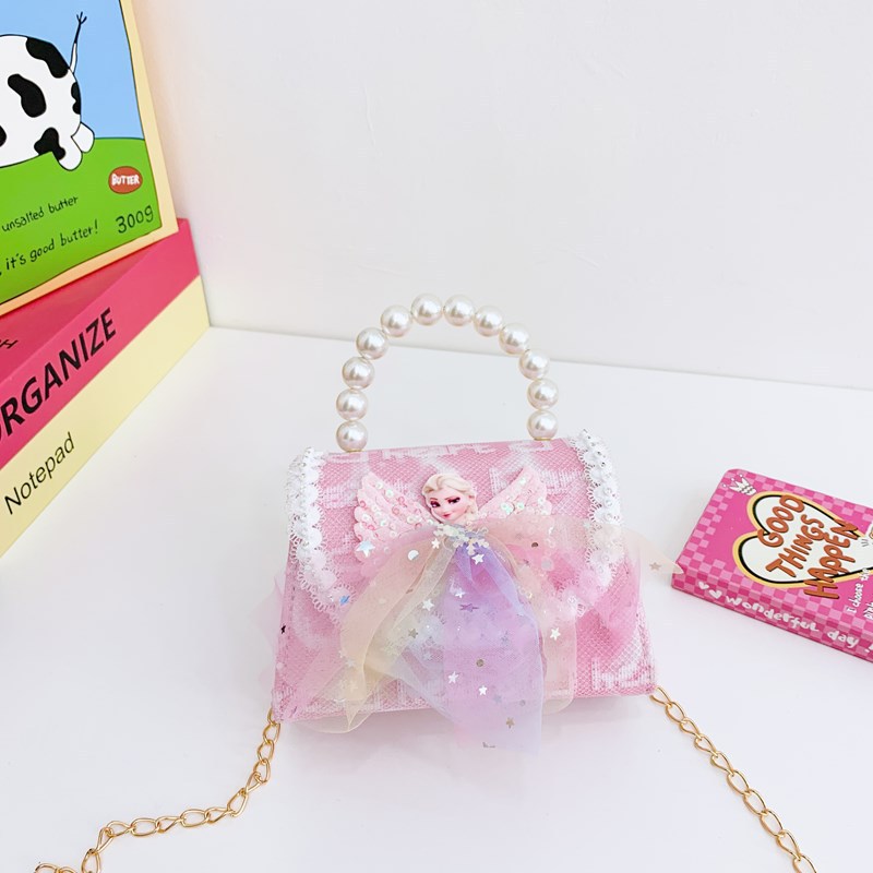 Bolsos infantiles, bolsos de moda princesa de perlas, bolsos de cambio de chicas lindas, bolsos de hombro de encaje