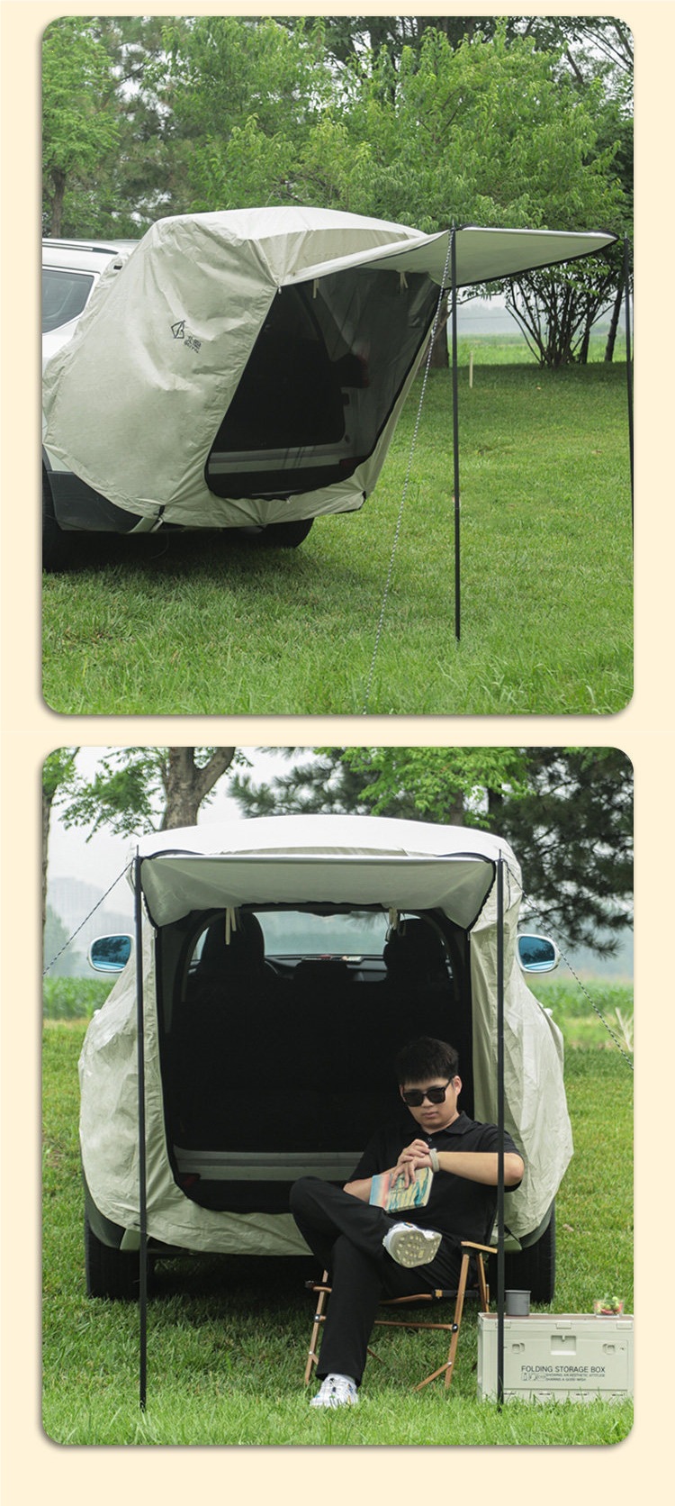 Car Rear Tent Suv No-Setup Trunk Sunshade Tent Outdoor Camping Multifunctional Trunk Tent Portable