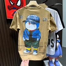 短袖t恤男款夏季潮牌卡通印花圆领半袖体恤青少年宽松休闲上衣服
