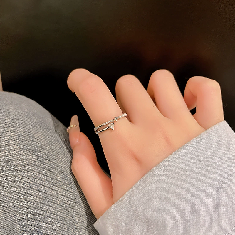 Ring adjustable, zircon micro-inlay, light-luxury simple elegant for index finger
