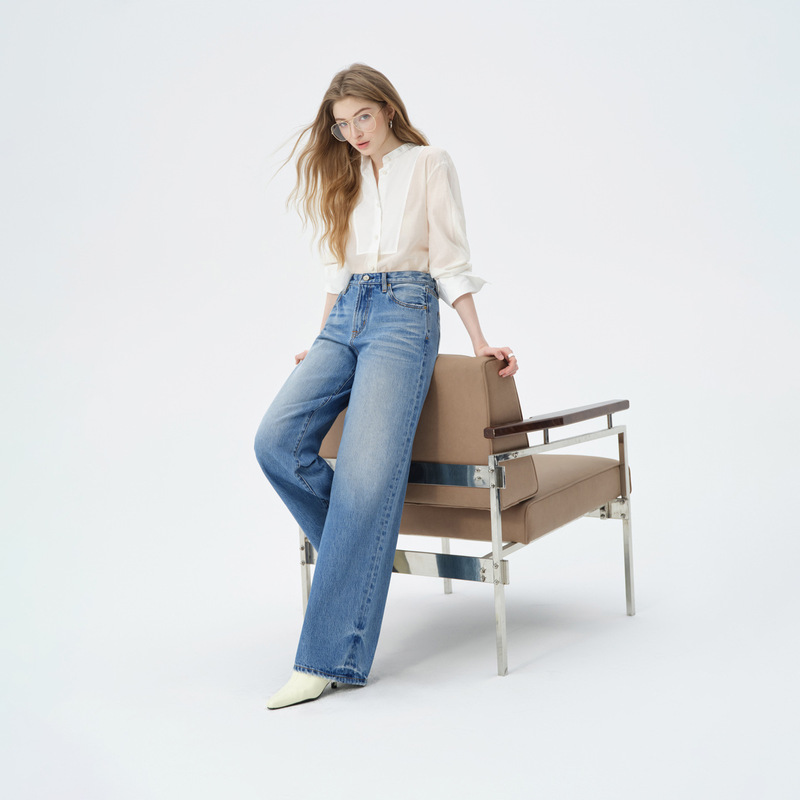 Light Luxury Pure Cotton Jeans for Women, High-Waisted, Loose Straight Fit, Petite Version, Tall Version, Large Size, Narrow Version, Wide-Leg Long Pants Light Luxury Pure Cotton Jeans for Women, High-Waisted, Loose Straight Fit, Petite Version, Tall Version, Large Size, Narrow Version, Wide-Leg Long Pants