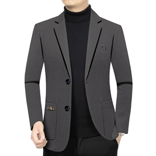 Suit Men's 2024 Autumn New Middle-aged High-end Business Casual Dad Solid Color Cardigan Suit Jacket Trendy
