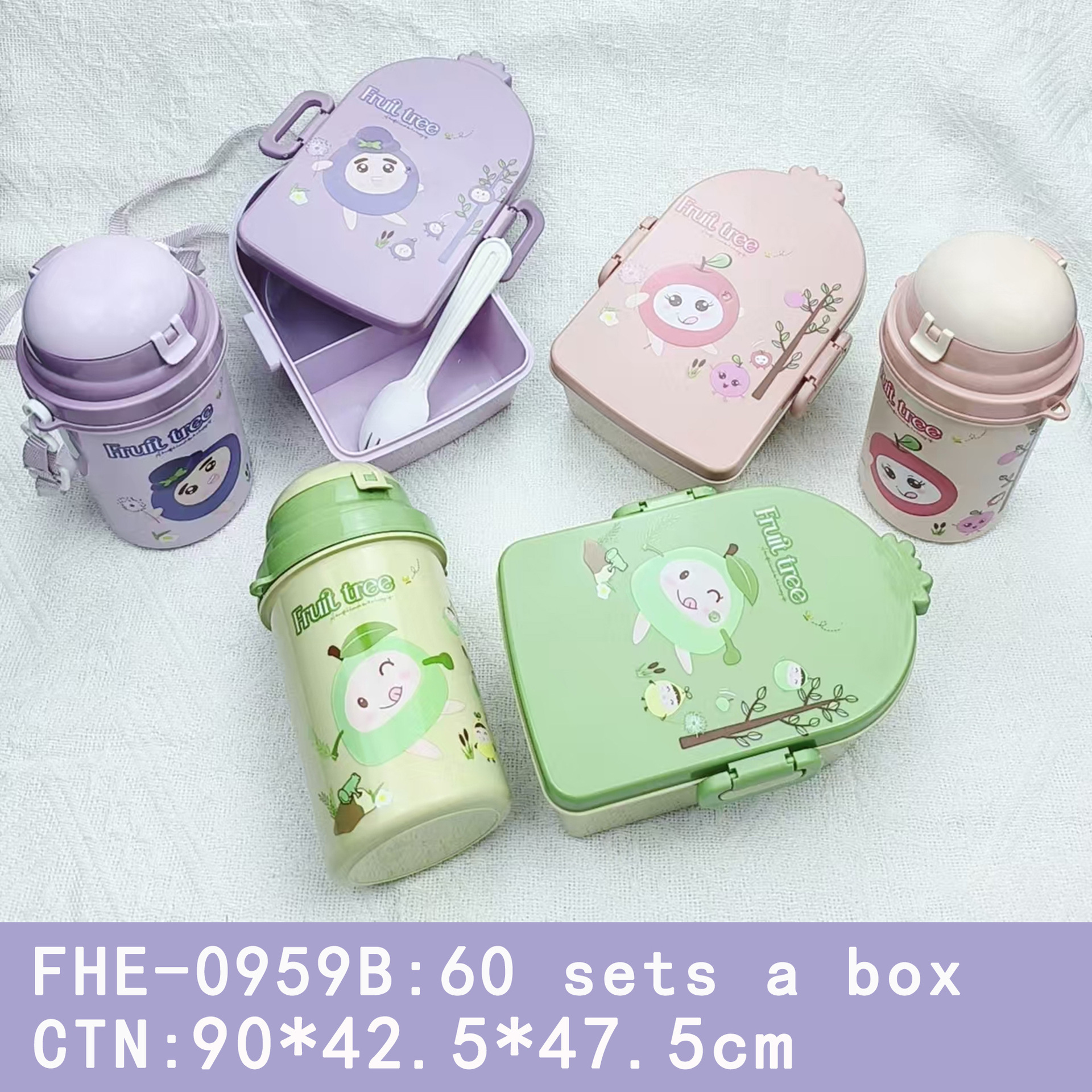 Juego de botella de agua de lonchera con forma de dibujos animados lindo para niños y estudiantes