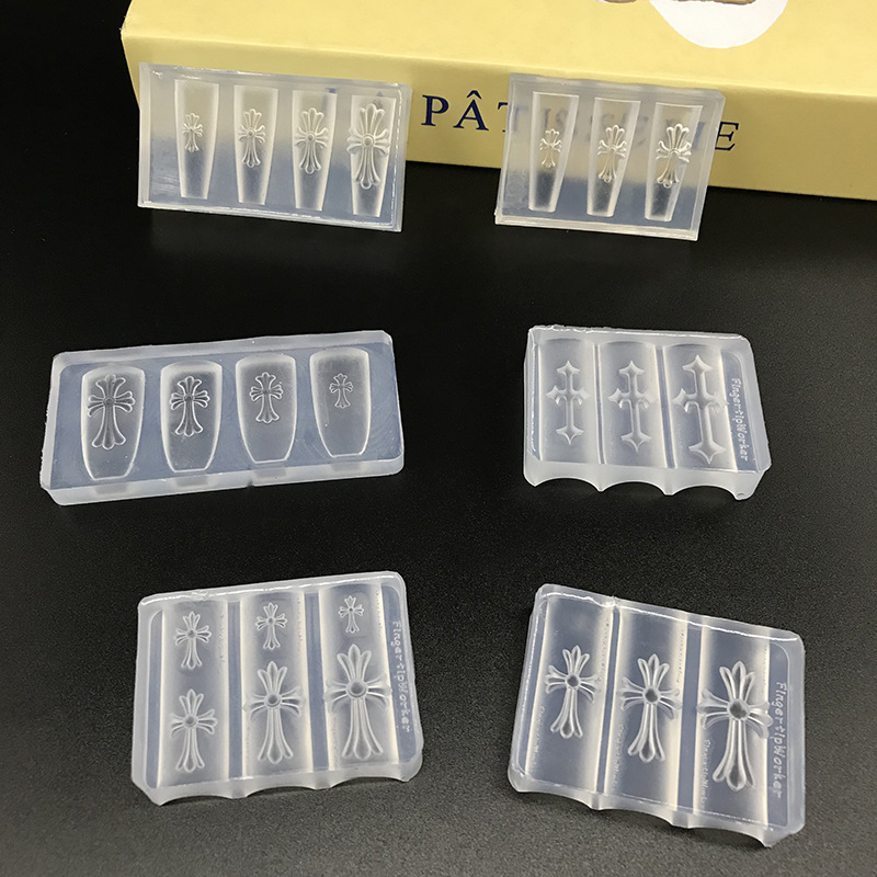 Cross-Border Wholesale Internet Celebrity Cross-Shaped Nail Art Silicone Mold Handmade Nail Tools Nail Decorations Grinding Tools