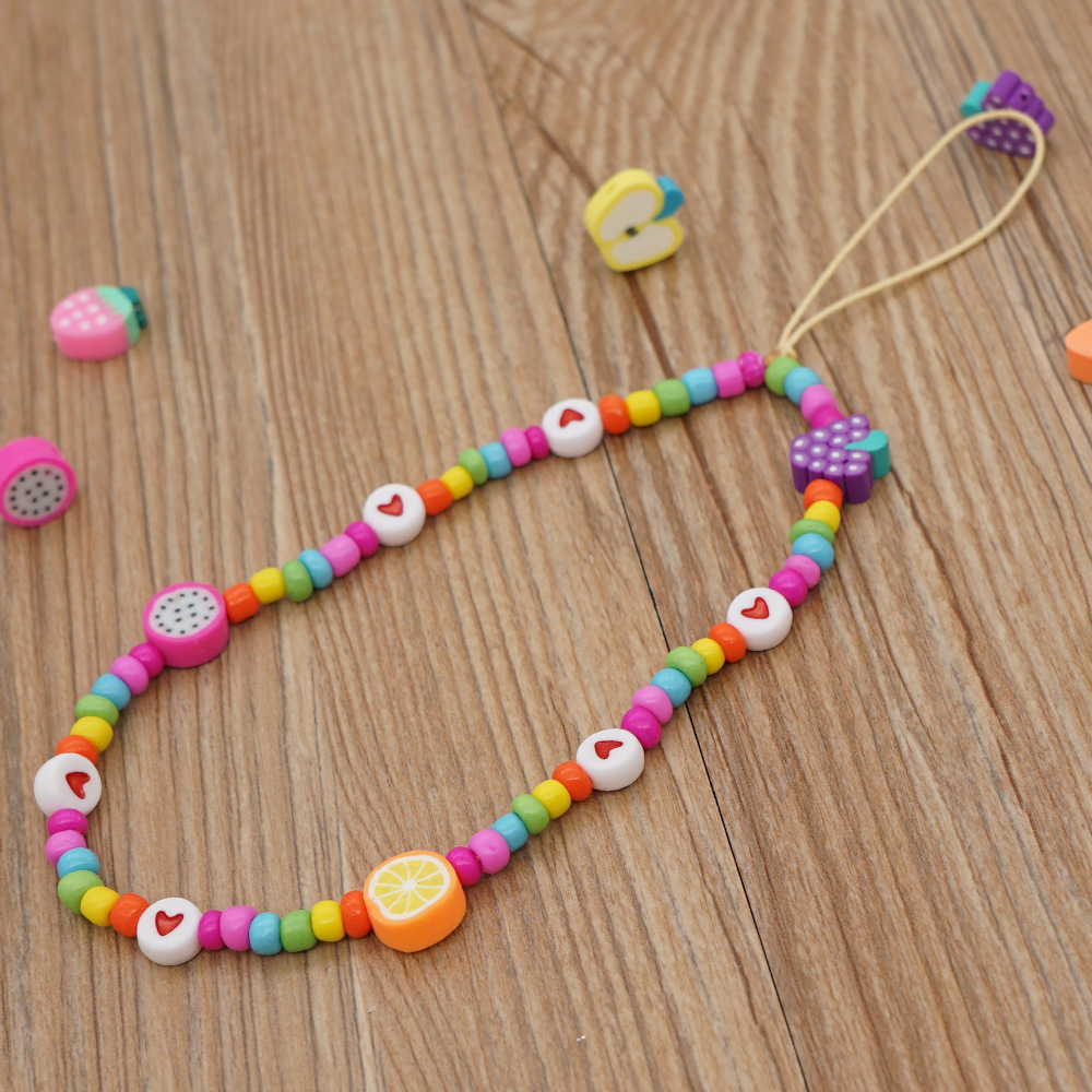 Fashion Letter Beaded Hand-woven Colorful Beads Mobile Phone Chain display picture 6