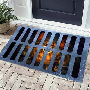 Cross-Border Halloween Clown Decorative Carpet Home Entrance Door Mat 3D Visual Stereo Floor Mat Factory Wholesale