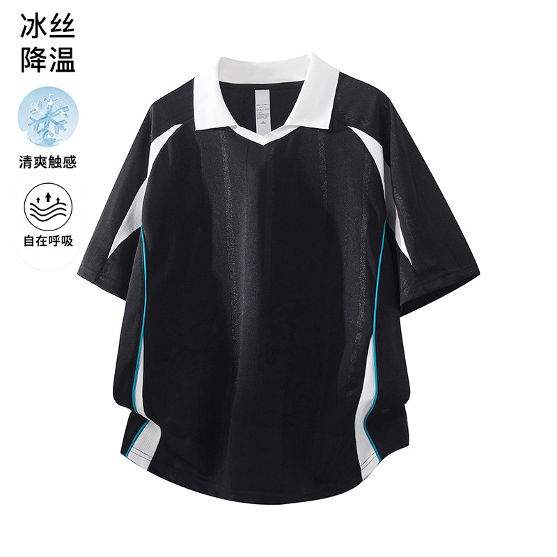 American-Style Trendy Brand Heavyweight Short-Sleeve T-Shirt for Men, Summer Polo Shirt with Unique Design, Turn-Down Collar Half-Sleeve Shirt American-Style Trendy Brand Heavyweight Short-Sleeve T-Shirt for Men, Summer Polo Shirt with Unique Design, Turn-Down Collar Half-Sleeve Shirt