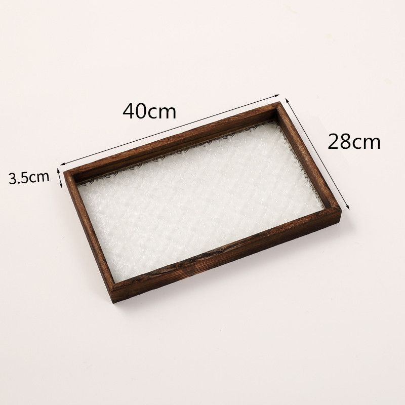 Retro begonia bandeja de flores rectangular bandeja de té casera de madera para bocadillos de té taza bandeja de té bandeja de vidrio