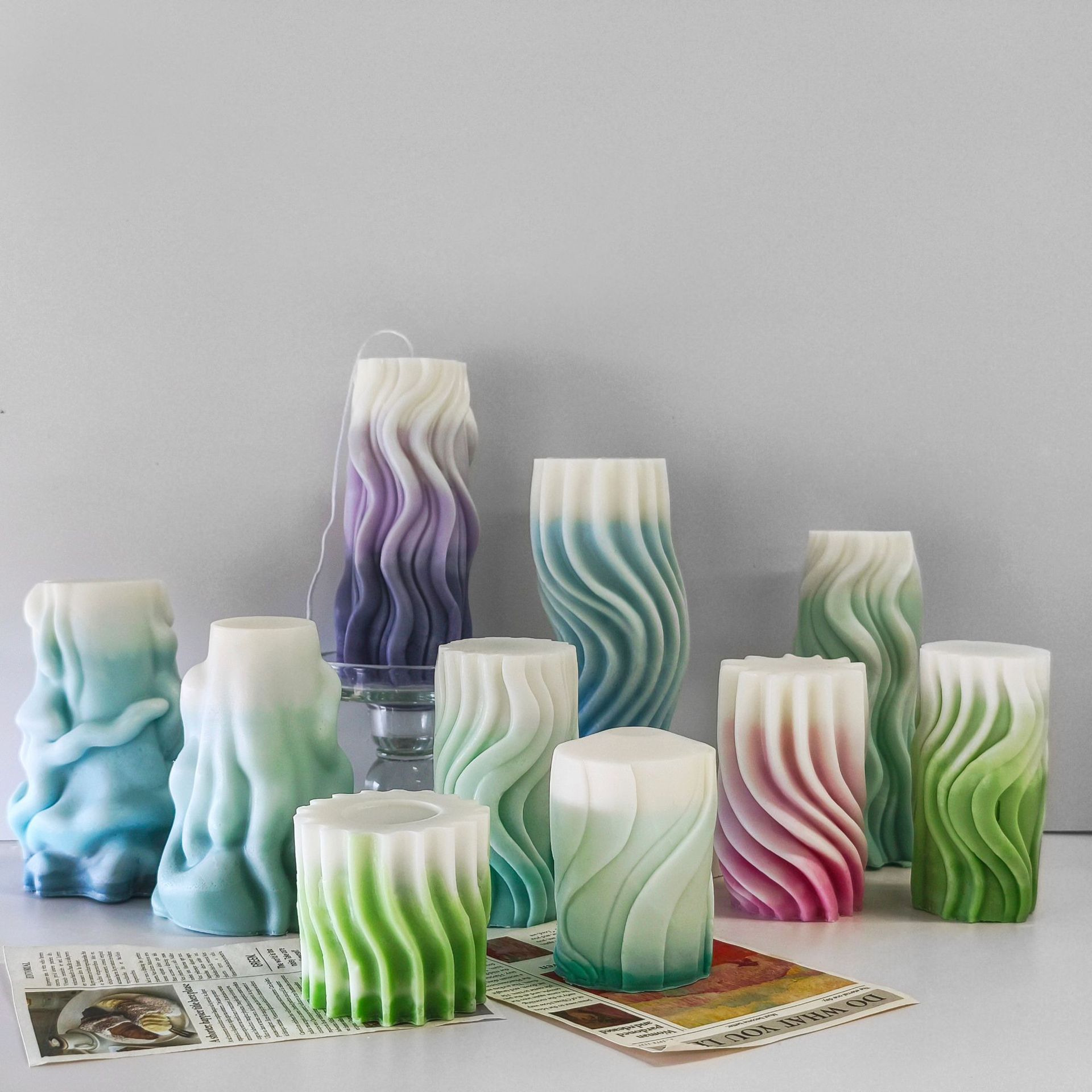 Jiahuimei onda columna aromaterapia vela molde de silicona DIY Cilindro giratorio hecho a mano vela decoración herramienta abrasiva