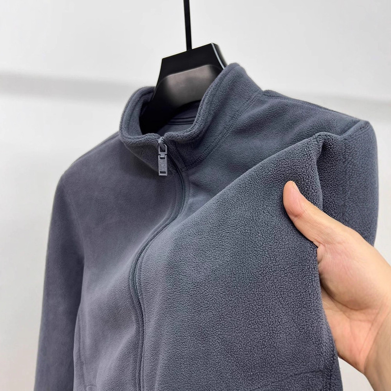 Fleece Jacket for Men, Double-Sided Polar Fleece, Solid Color Cardigan, Sweatshirt, Men's Winter Warm Casual Stand-Up Collar Jacket Fleece Jacket for Men, Double-Sided Polar Fleece, Solid Color Cardigan, Sweatshirt, Men's Winter Warm Casual Stand-Up Collar Jacket