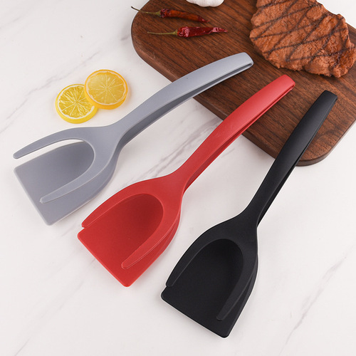 High-temperature resistant nylon pan turner and food tongs two-in-one pan fish turner and steak tongs bread tongs outdoor barbecue meat tongs