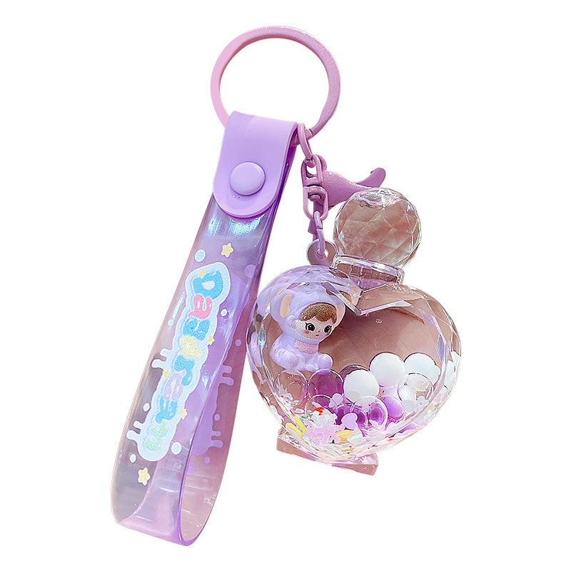 Crystal púrpura elefante muñeca arenas movedizas burbuja cuentas llavero exquisito llavero de coche bolso colgante pequeño regalo