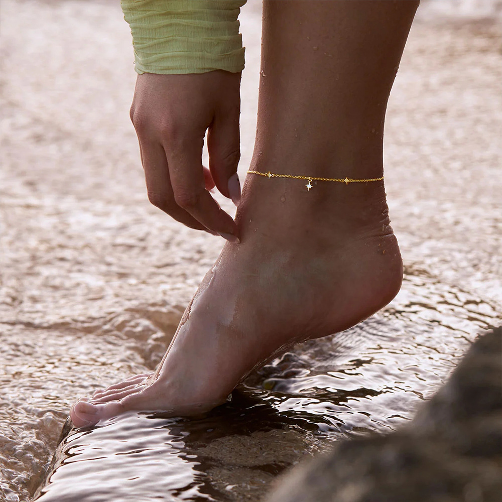 4g Weight Anklet Classification 1 Piece Quantity Holiday, Daily Occasion 925 Sterling Silver Material Star Pattern Women's Gender Casual, Simple Style Style Wholesale Jewelry Casual Simple Style Star 925 Sterling Silver Anklet 4