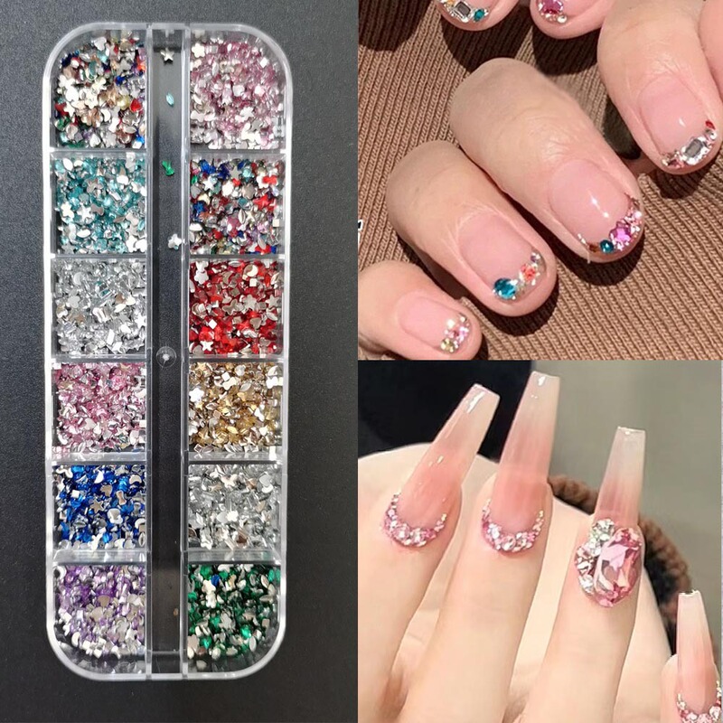 Nail Art Accessories Mini Nail Drill Color Shaped Flat Bottom Drill White Pink Champagne Super Flash Nail Accessories