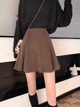 防走光裙半身裙毛呢字裙女高腰显瘦伞裙秋冬新款短学院风百褶裙