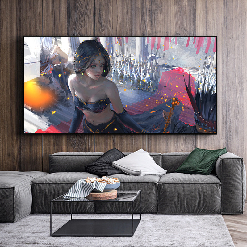 Wind Bell Princess Ghost Knife Hanging Painting Live Room Background Wall Painting E-sports Room Decorative Painting Light Luxury Cartoon Beauty Mural Wind Bell Princess Ghost Knife Hanging Painting Live Room Background Wall Painting E-sports Room Decorative Painting Light Luxury Cartoon Beauty Mural
