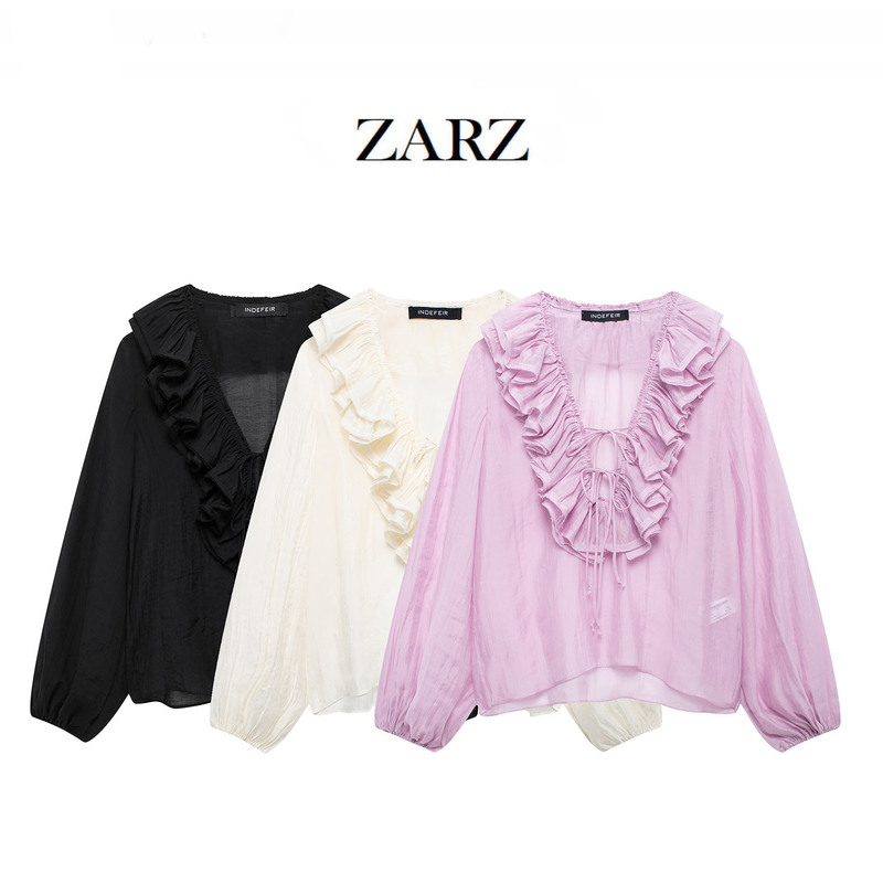 ZARZ homemade European and American style new women's Joker classic foreign style laminated decorative shirt 8544/207