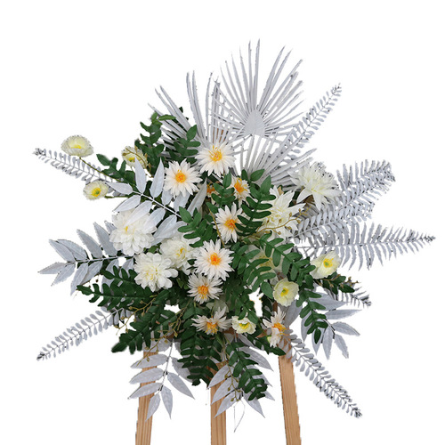 Forest-style wedding green leaf white corner flower hanging flower pot silk flower guide outdoor wedding decoration guiding greenery arrangement
