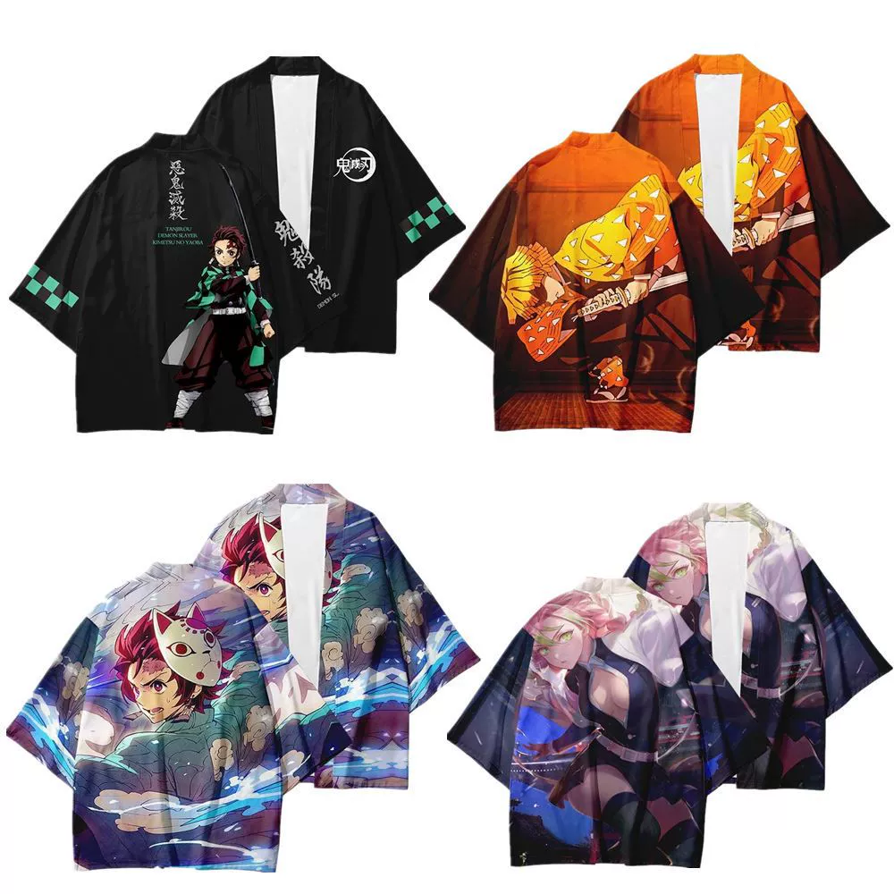 2025 Трансграничный японский стиль аниме призрачный клинок Кимоно Плащ 3D с принтом cos Летний досуг Свободный Дао Человек