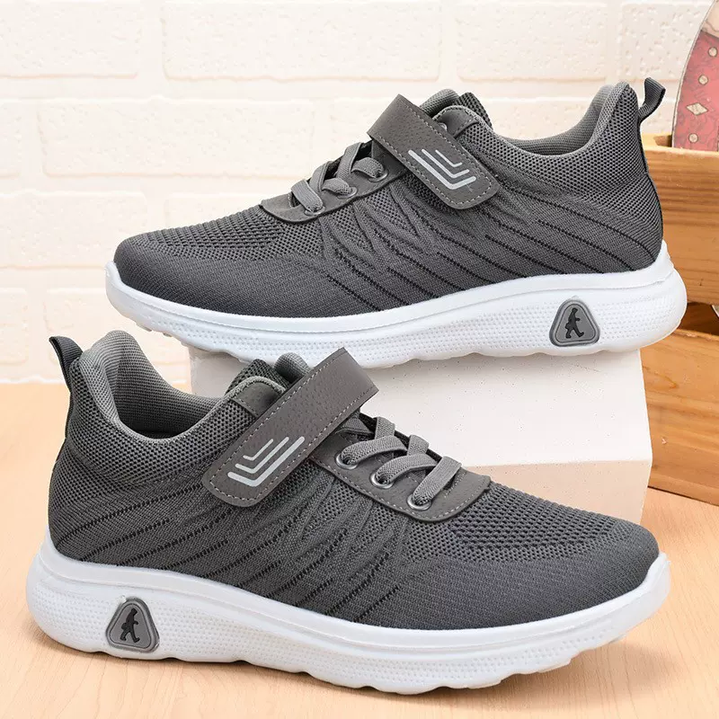 秋季新款男女健步鞋魔术贴软底轻便运动休闲情侣款中老年人单鞋