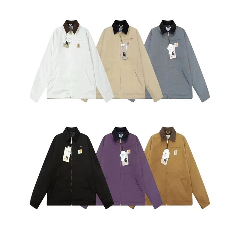 American-Style Carhartt Detroit J01 Heavy Canvas 600g Work Jacket Vintage Turn-Down Collar Cotton Coat