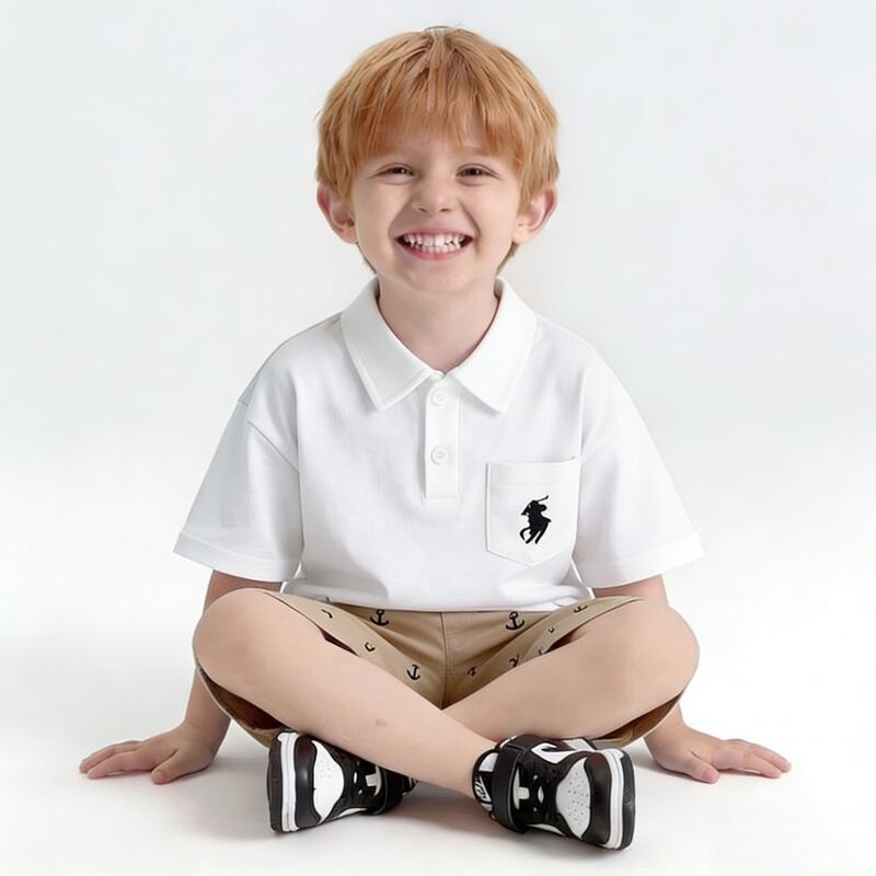 Boys' T-Shirt Short-Sleeved Embroidered 2026 New Style Kidsren's Summer Clothing Boys' Clothes Polo Shirt Baby Fashionable Trendy Korean Style