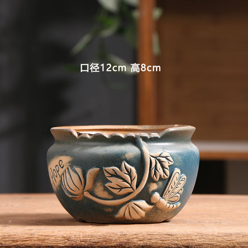 Group raw fleshy flowerpot ceramic household stoneware pottery pot large diameter pottery pot green flower plate special clearance wholesale