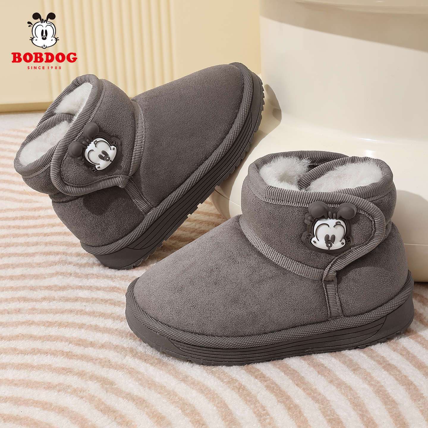 Babudou Kidsren's Snow Boots 2025 Winter New Style Fleece-Lined Thickeneded Warm Boys' Boots Boys and Girls Cotton Shoes