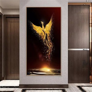 5D Diamond painting Gold phoenix flying full diamond vertical version porch round diamond stick diamond cross stitch diamond embroidery living room