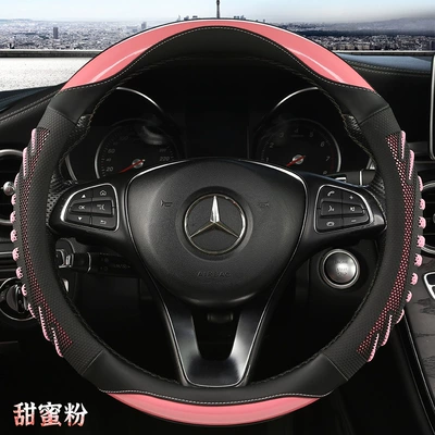 Steering wheel cover round 38cm universal four-season - sweet-powder-38cm