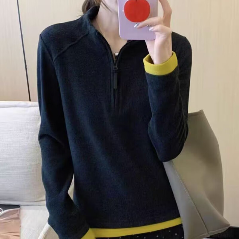 厂家直销内搭神器发热纤维德绒半拉链保暖秋冬季瑜伽服加厚打底衫|undefined
