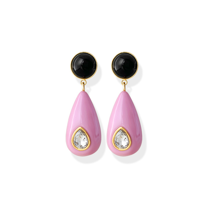 1 Pair Ig Style Water Droplets Plating Inlay Plastic Resin Brass Zircon Gold Plated Ear Studs display picture 19