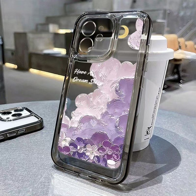 Pintura al óleo Luna para iphone16promax funda para teléfono móvil transparente Apple 15 anti-caída 14pro Japón y Corea 13/12