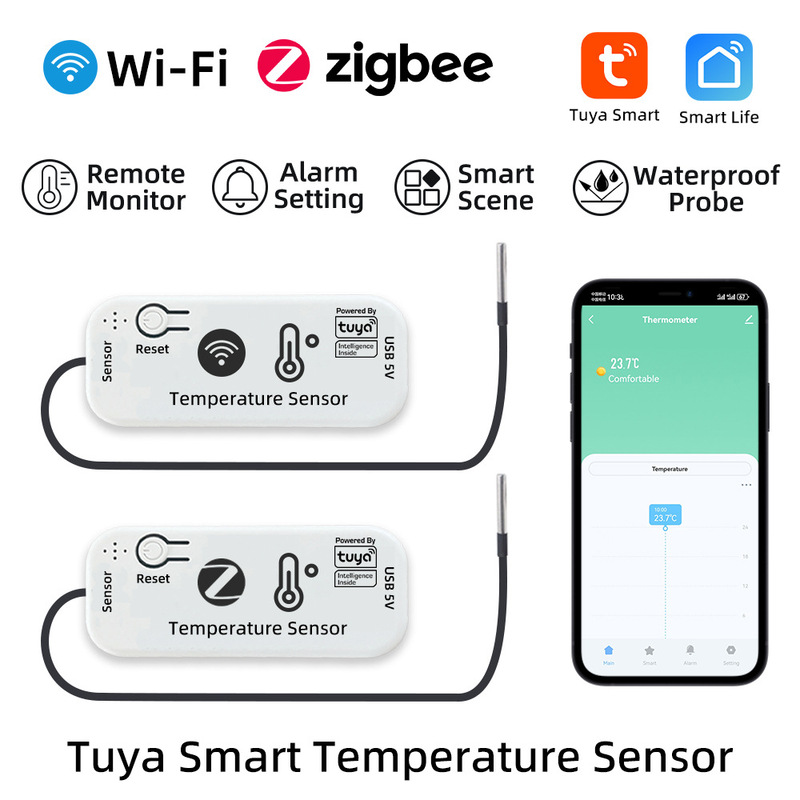 Tuya Smart App Temperature Sensor Smartlife Wifi Zigbee Thermometer