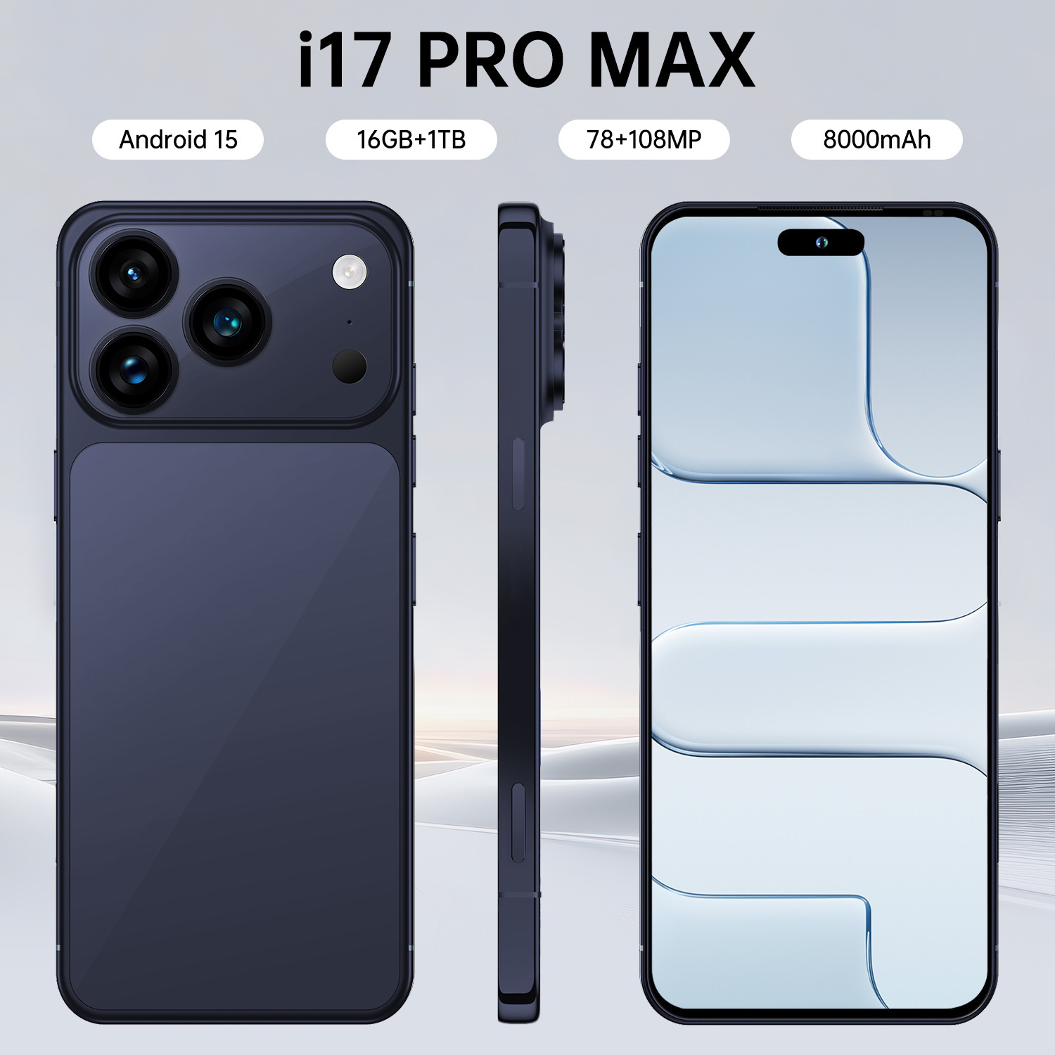 Smartphone Android de Pantalla Grande i17 ProMax de 7,3 Pulgadas, Ocho Núcleos, Doble SIM image 4